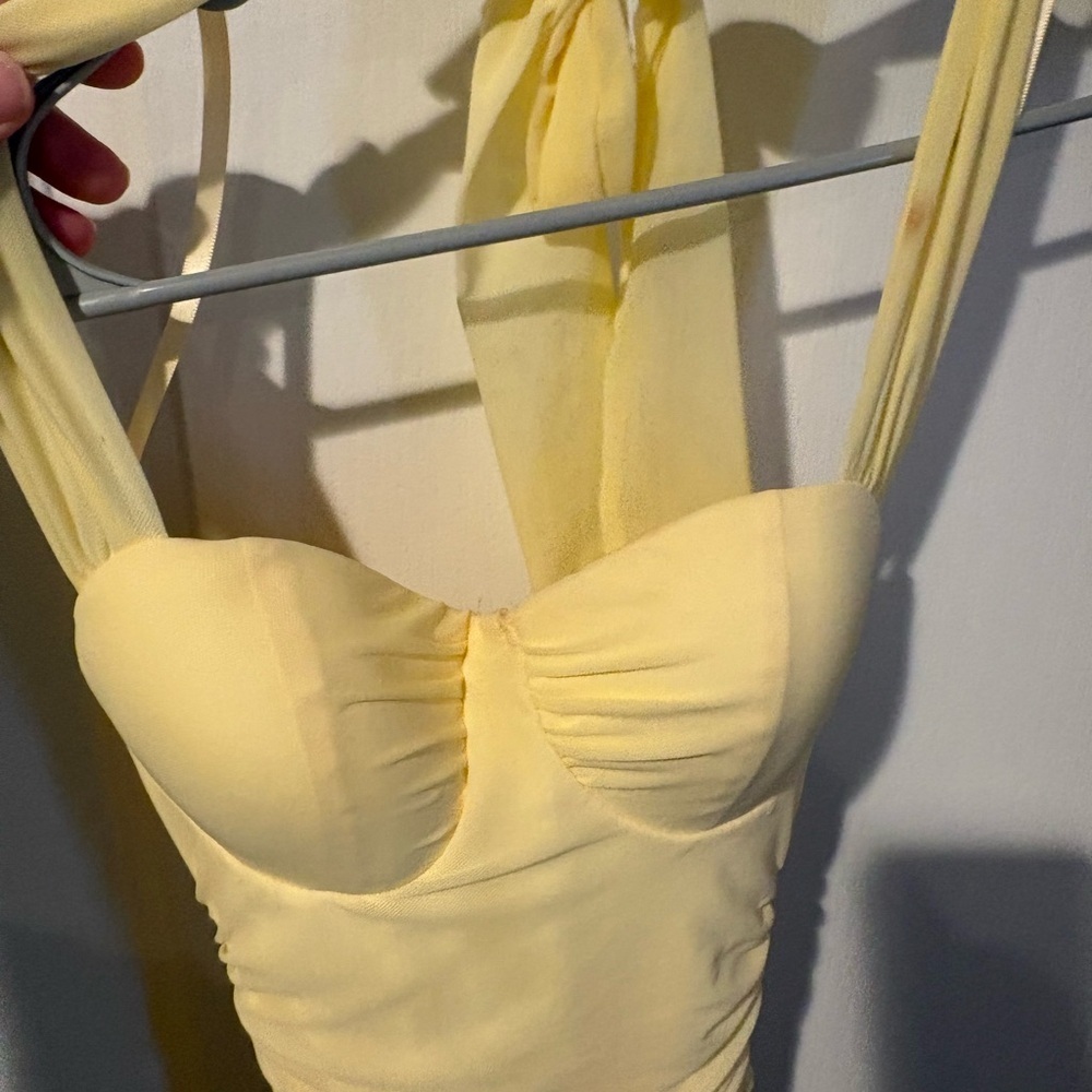 Windsor Butter Yellow Backless Halter Dress - Picture 3 of 8